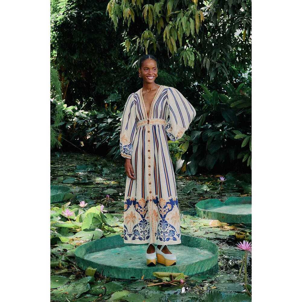 Farm Rio Off-White Pineapple Deco Maxi Dress